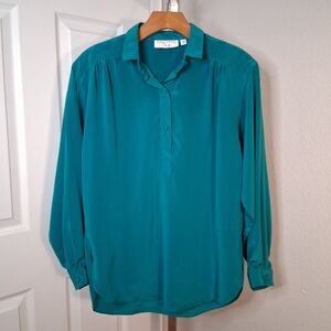 Vintage Teal Blouse Doncaster Size 4 Medium
